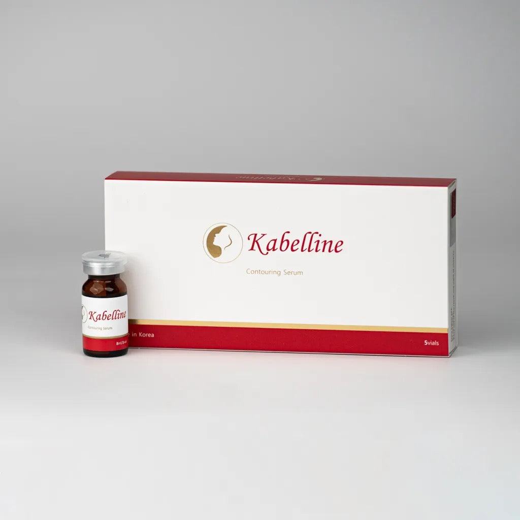 Kabelline fat reduction solution contouring serum with synthetic deoxycholic acid and L-Carnitine Hydrochloride in vial and box