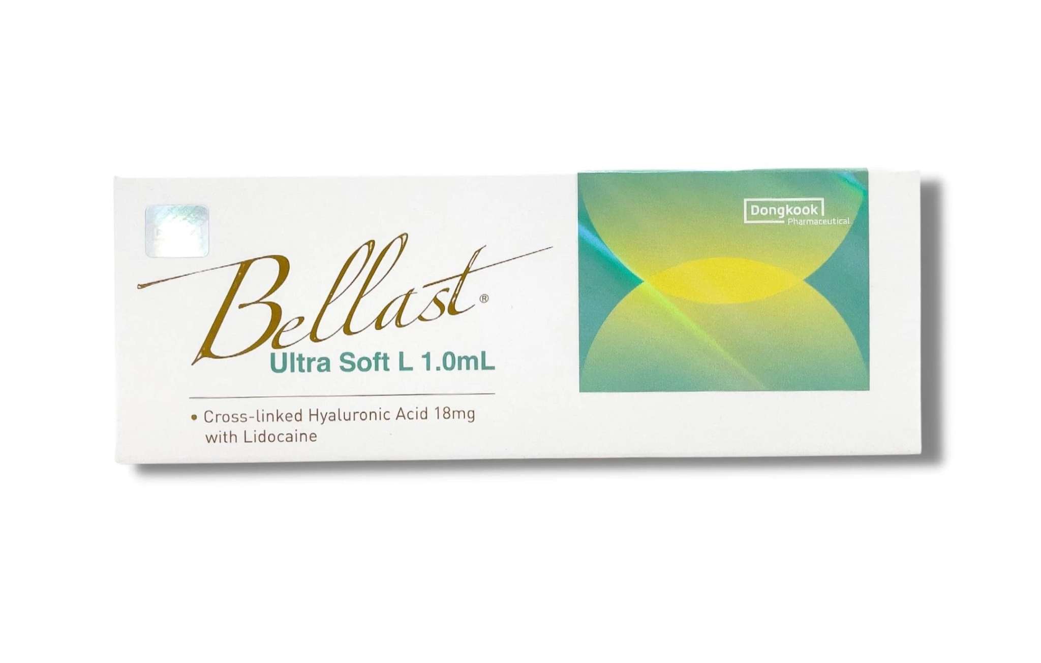 Bellast Ultra Soft L hyaluronic acid dermal filler 1mL with lidocaine in white and green packaging
