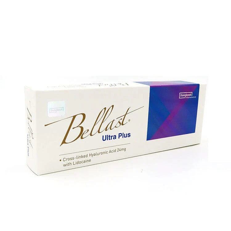 Bellast Ultra Plus hyaluronic acid dermal filler with lidocaine for facial contouring and volume restoration packaging