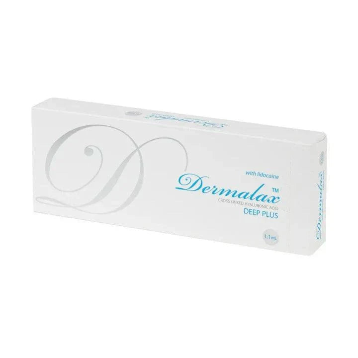 Dermalax DEEP Plus hyaluronic acid dermal filler box with lidocaine for deep facial wrinkle correction and volume restoration